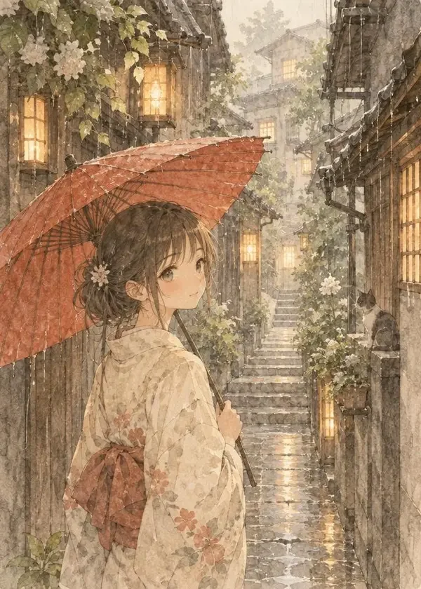 雨天小巷 治愈日常 3d漫画 雨天小巷 封面图